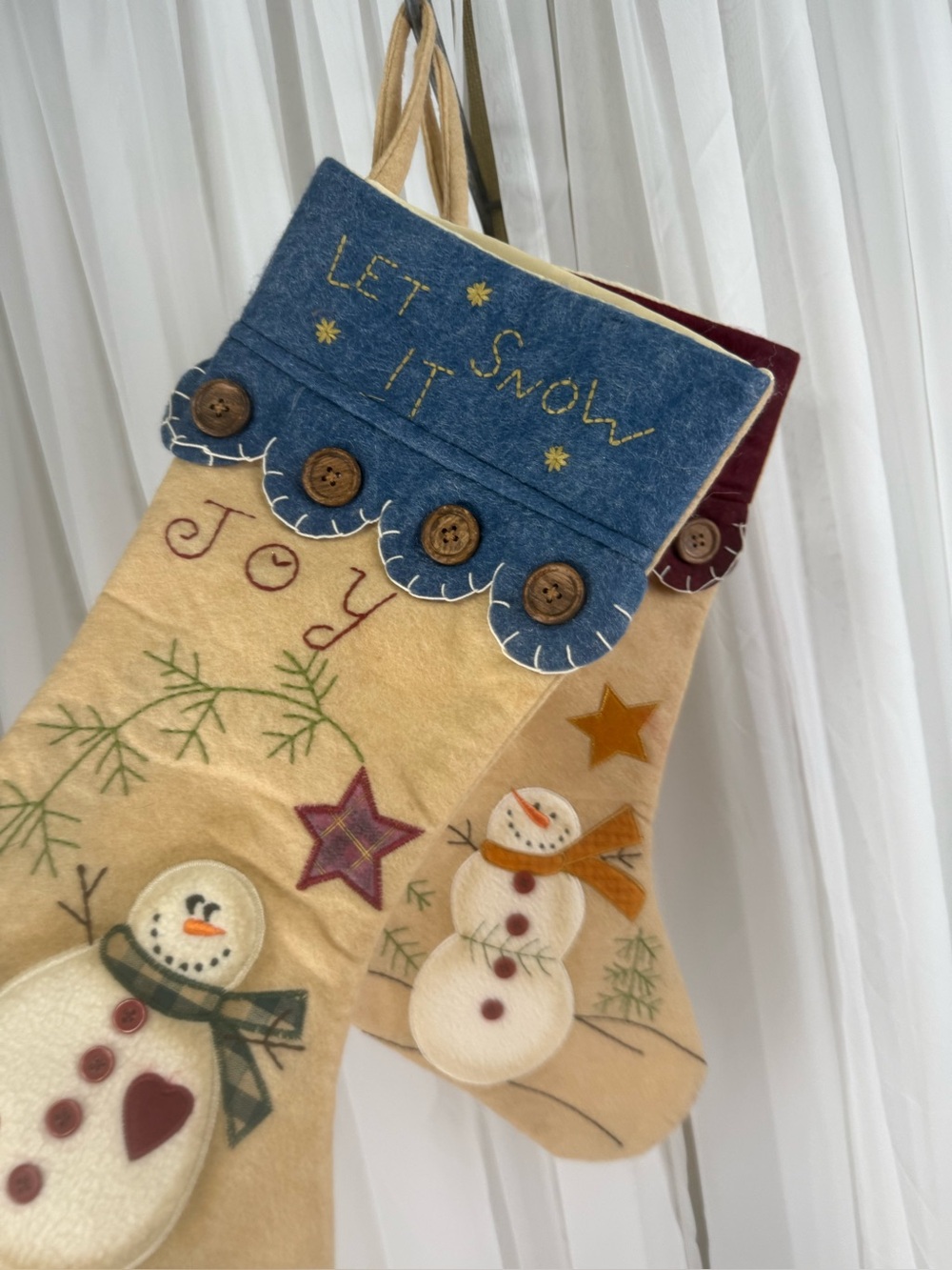 Primitive décor Christmas stockings set of 2